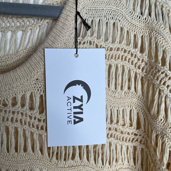 Zyia Active Sweater Womens 3XL Hilton Head Ivory Knit Fish Net Top Cover Up - Picture 5 of 11